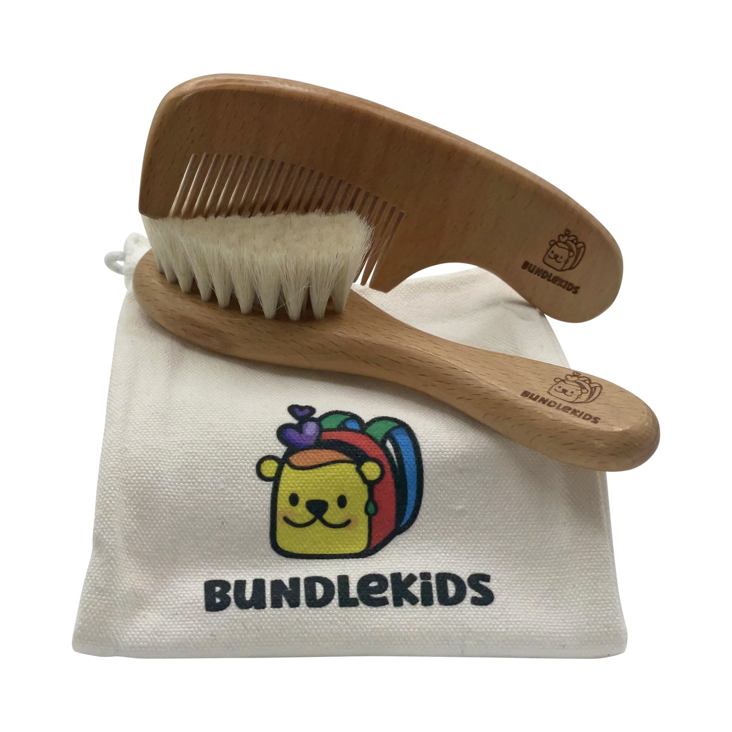 Soft Beechwood Hairbrush and Comb Set