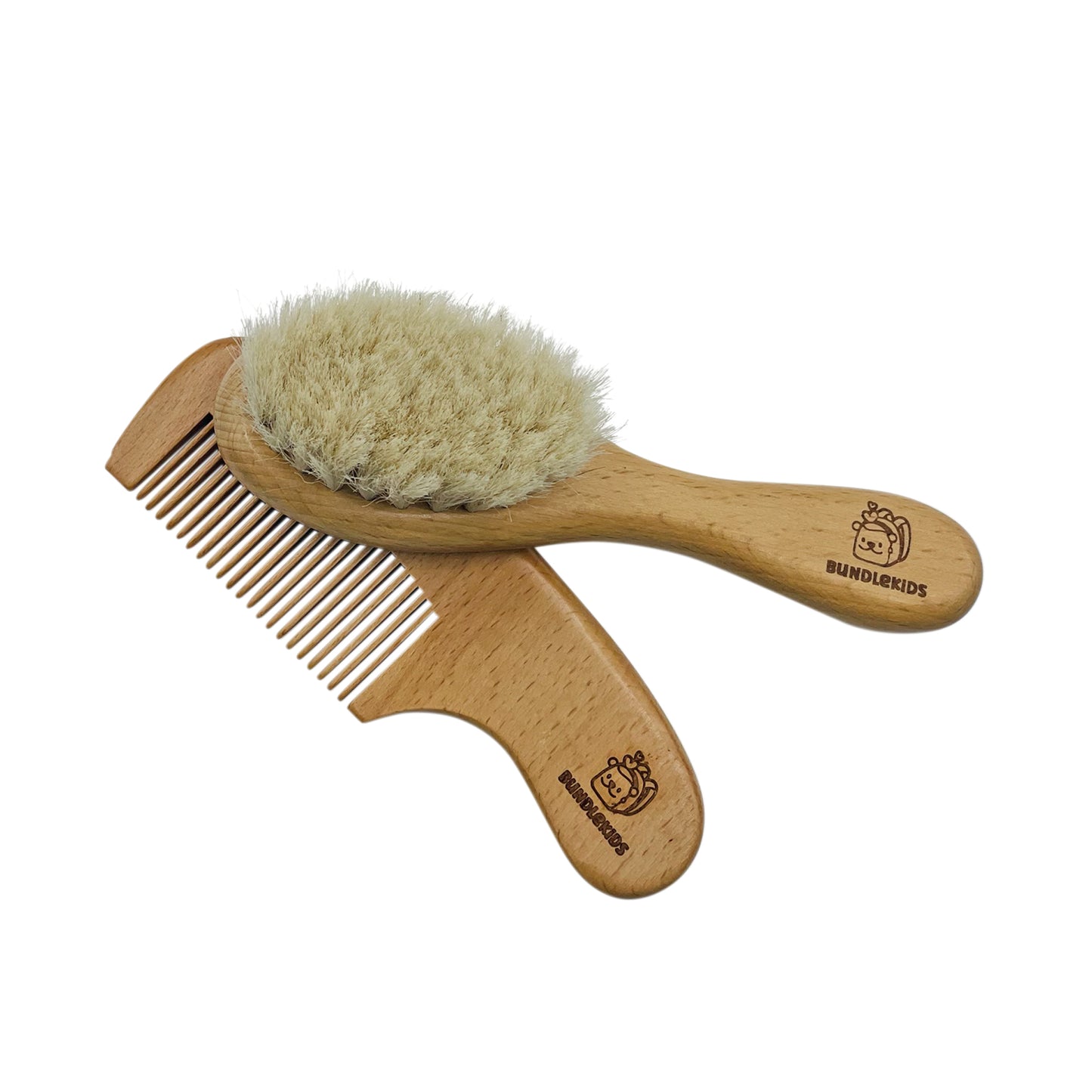 Soft Beechwood Hairbrush and Comb Set