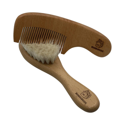Soft Beechwood Hairbrush and Comb Set